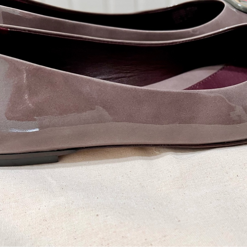 Tory Burch Georgia Square Toe Leather Ballet Flats Smoke Gray Size 9.5 NWT!! - Picture 9 of 9